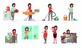 家庭主妇卡通人物插画