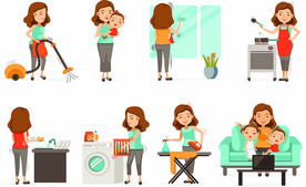 家庭主妇卡通人物插画