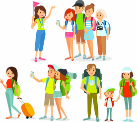 导游旅行卡通人物插画