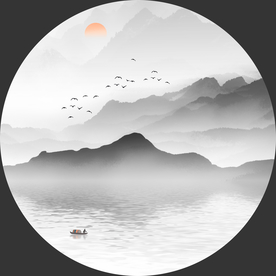 黑白山水装饰画