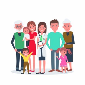 家庭卡通人物插画