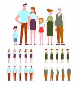 家庭卡通人物插画