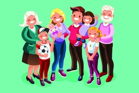 幸福家庭卡通人物插画