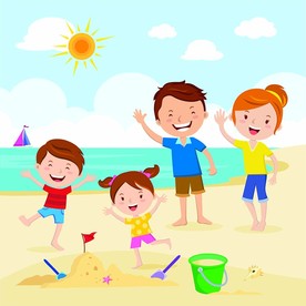 快乐沙滩卡通插画