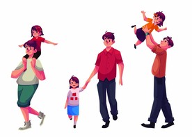 父女卡通人物插画