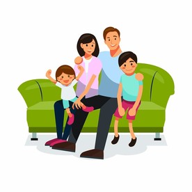 家庭卡通人物插画