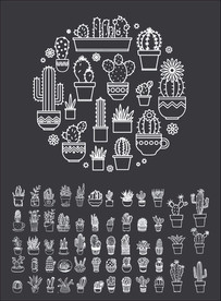 矢量手绘盆栽植物系列