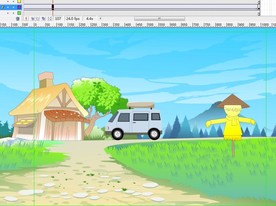 面包车在田野中行驶而过8秒动画