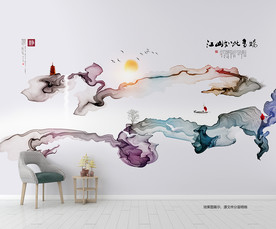 抽象山水画 新中式 水墨装饰画