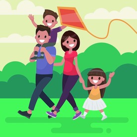 幸福一家卡通人物插画