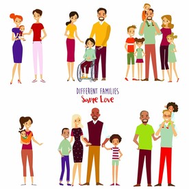 小家庭卡通人物插画