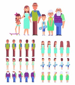 一家人卡通人物插画