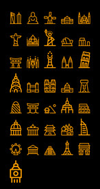 矢量世界名胜图标