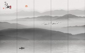 山水壁画 大型水墨画 山水背景