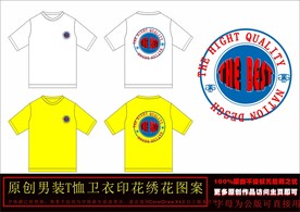 潮流圆形徽章男装T恤印花矢量图