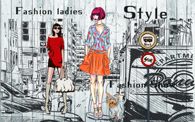 时尚女装背景墙装饰画