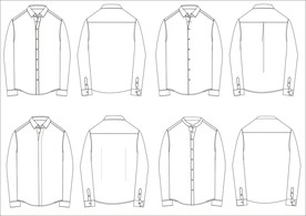 男装正装长袖衬衫款式图模板