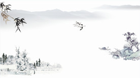 江南风景水墨画 3D壁画 源