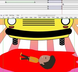 行人在斑马线被的士撞到10秒