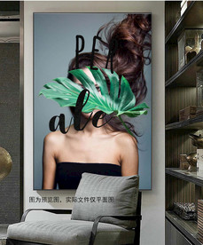 玄关客厅绿植英文美女装饰画