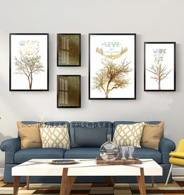 北欧风景发财树组合装饰画