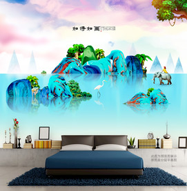 绿色山水画 地产