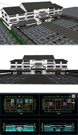 活动中心草图SU模型含CAD图