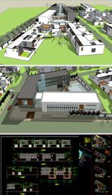 会所中心草图SU模型含CAD图