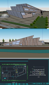 博物展馆草图SU模型含CAD