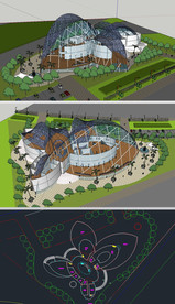 博物展馆草图SU模型含CAD