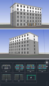 多层办公楼草图大师模型带CAD