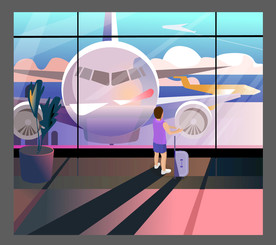 商务机场矢量人物