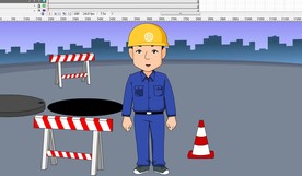 施工人物提醒工人介绍讲解动画