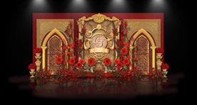 红金色婚礼迎宾区