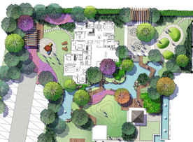 中式别墅庭院景观平面图