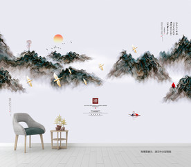 抽象山水画 烟雾画 新中式装饰