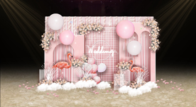 粉色火烈鸟主题迎宾区