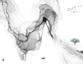 抽象山水画 水墨画 装饰画画芯