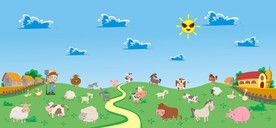 卡通农场风景矢量背景图