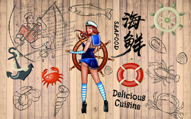 海鲜背景装饰画