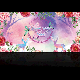 粉紫色花卉婚礼背景