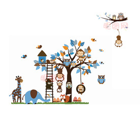 从林动物插画墙画CDR矢量图