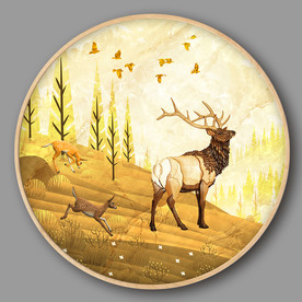 森林麋鹿风景新中式装饰画