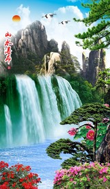 瀑布竖幅