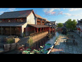 江南水乡 古建动画场景