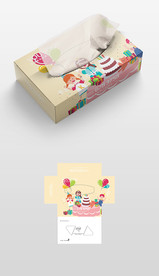 可爱清新艺术抽纸盒纸盒包装设计