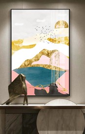北欧小清新粉红金箔装饰画