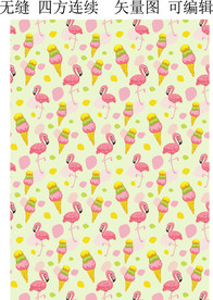 夏季花鸟图案 冰淇淋图案 梦幻