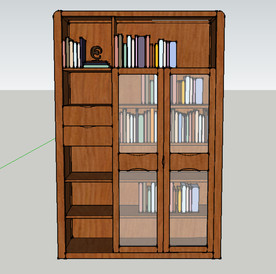 实木三门书柜SU设计图