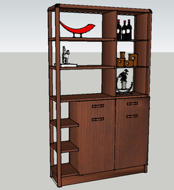 实木酒柜SU设计图